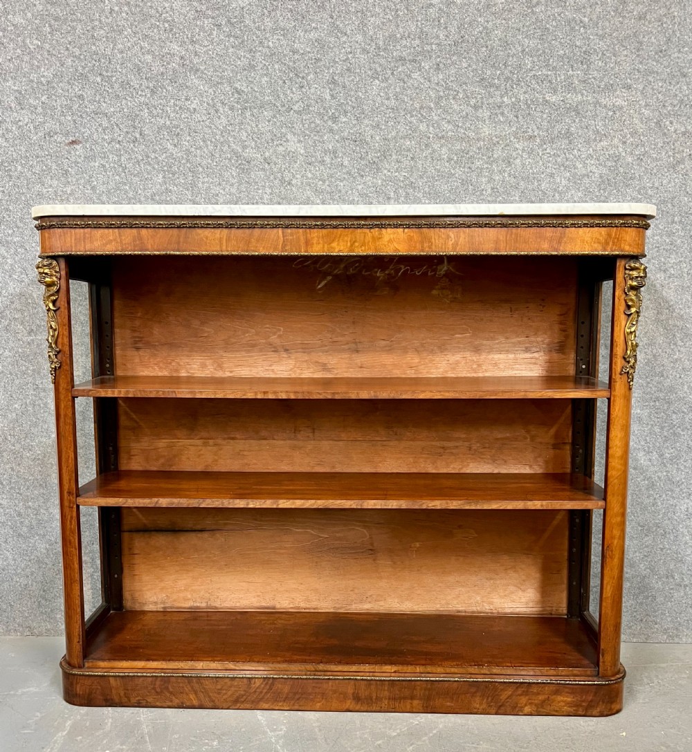 Victorian Walnut & Ormolu Mounted Open Bookcase View II