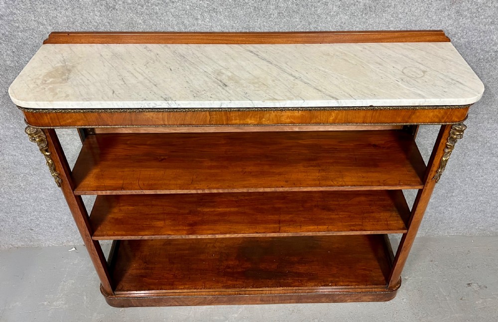 Victorian Walnut & Ormolu Mounted Open Bookcase View VI