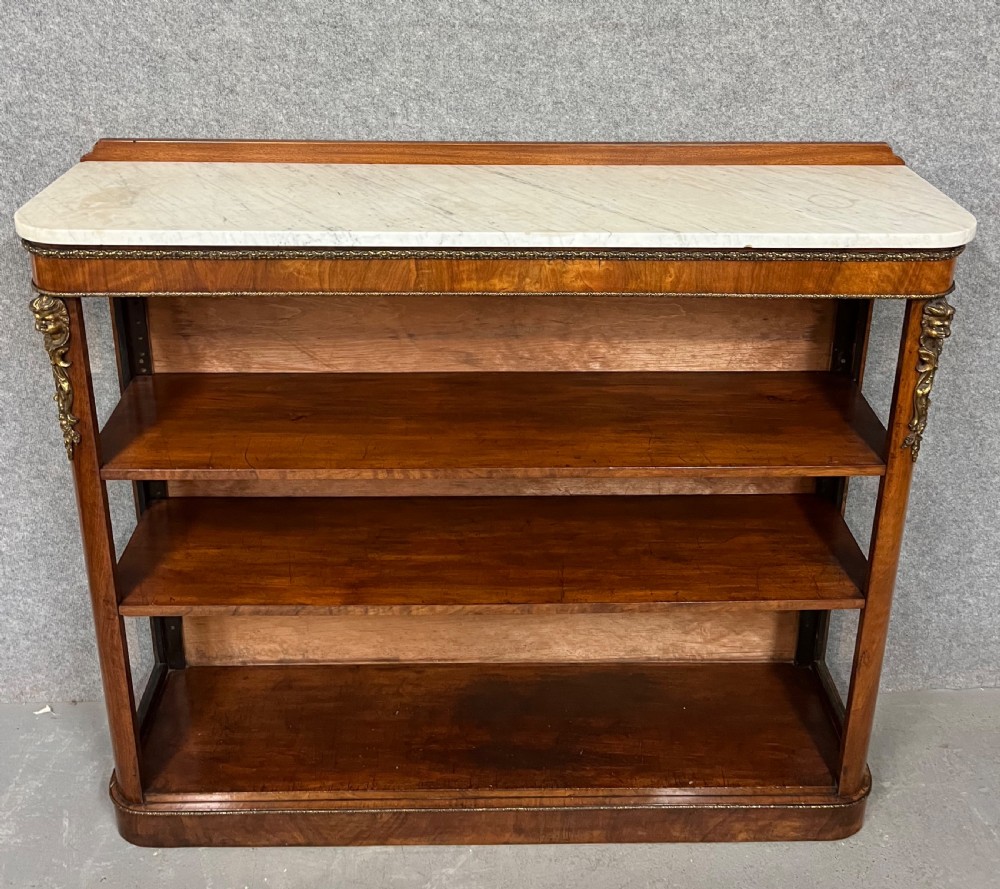 Victorian Walnut & Ormolu Mounted Open Bookcase View VII