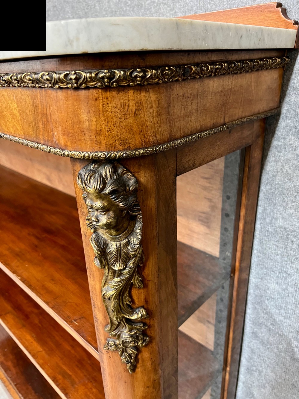 Victorian Walnut & Ormolu Mounted Open Bookcase View VIII