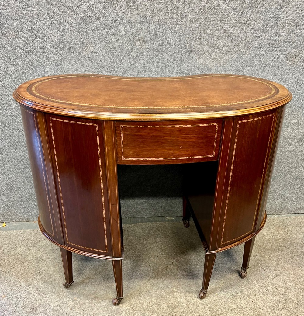 Edwardian Ladies Inlaid Kidney Shaped Desk View III