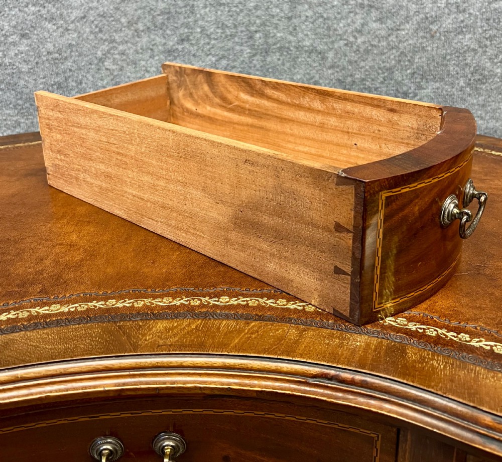 Edwardian Ladies Inlaid Kidney Shaped Desk View VII