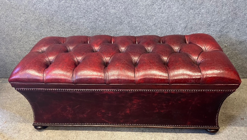 Antique Mahogany and Leather Ottoman