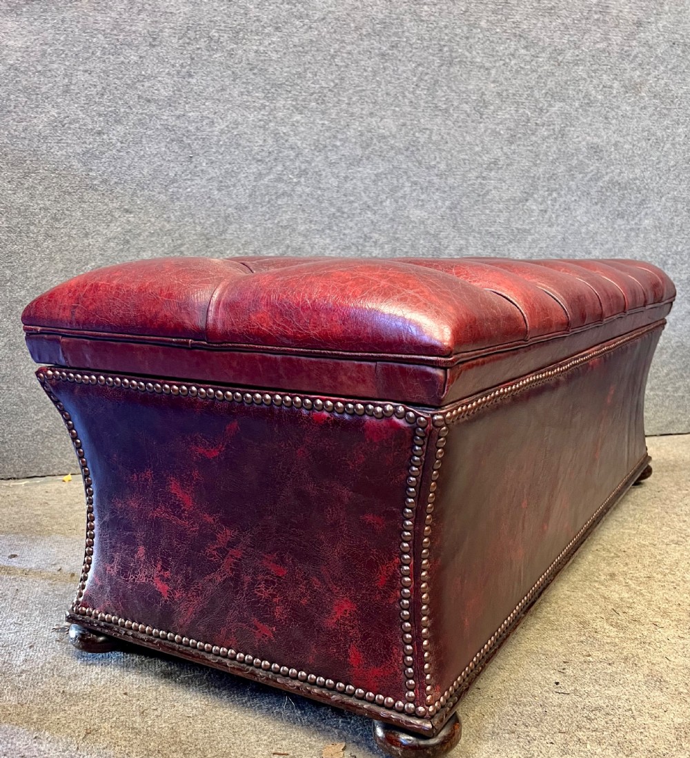 Antique Mahogany and Leather Ottoman View IV