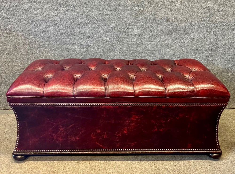 Antique Mahogany and Leather Ottoman View VI