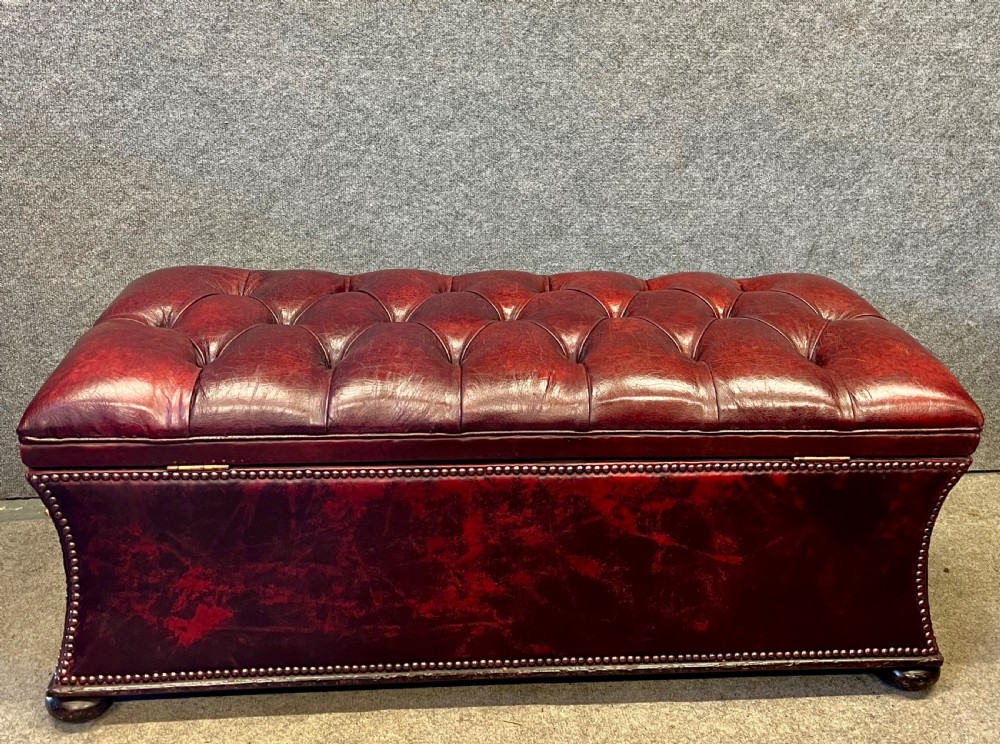 Antique Mahogany and Leather Ottoman View VII