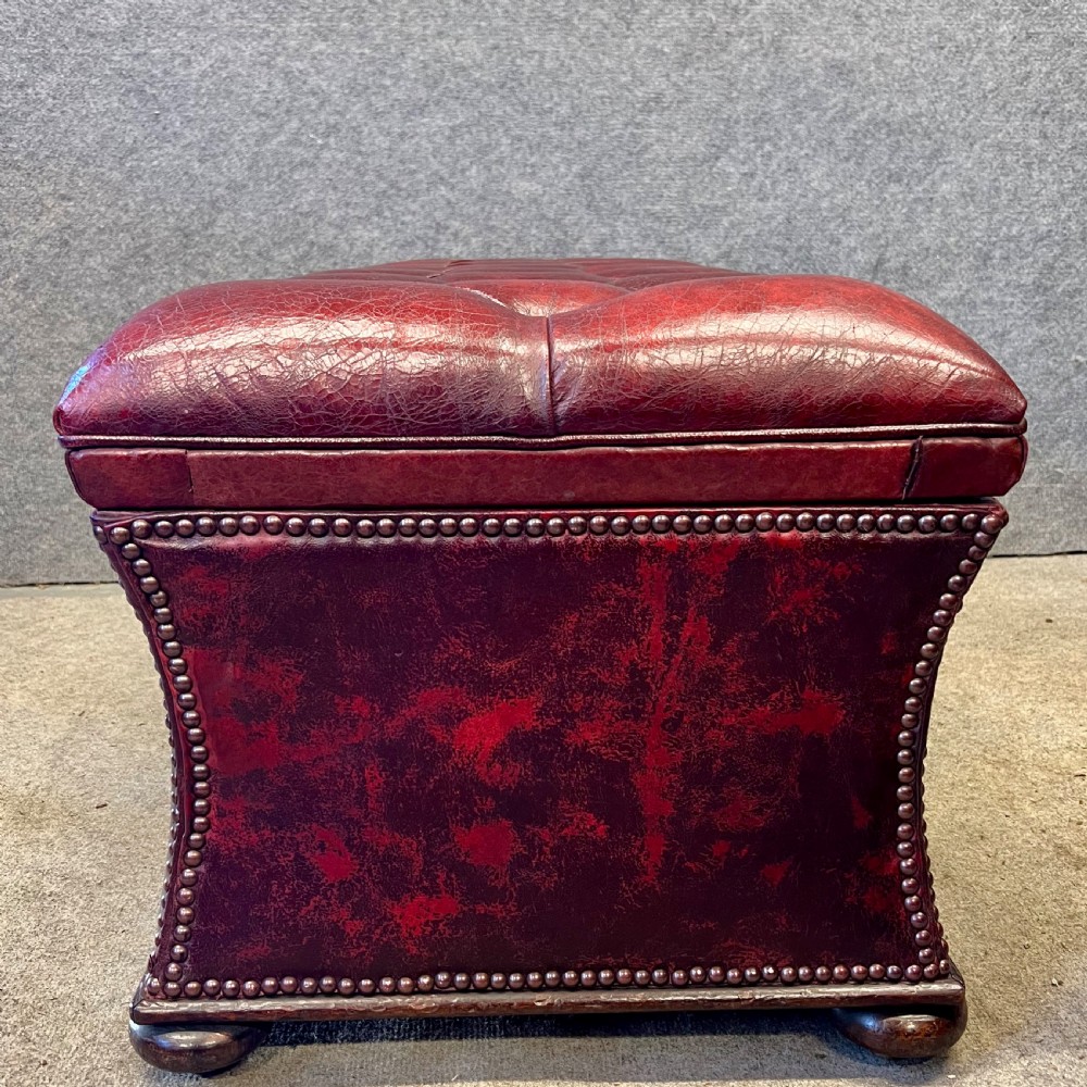Antique Mahogany and Leather Ottoman View VIII