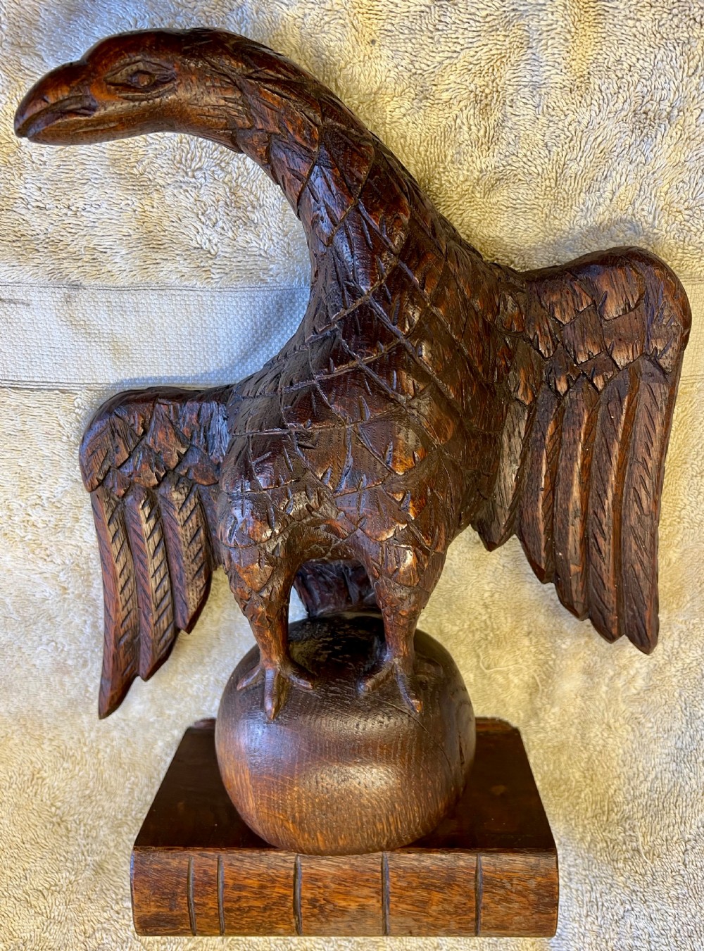 Carved Oak Figure of an Eagle