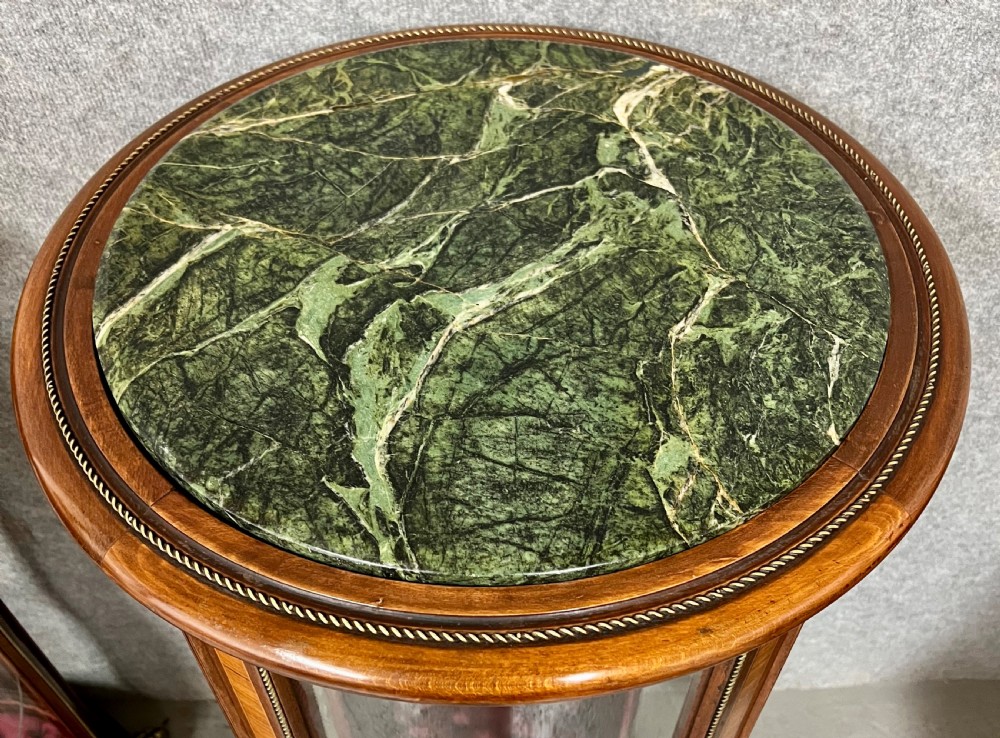 Unusual Pair Of Circular Pedestal Display Cabinets View V