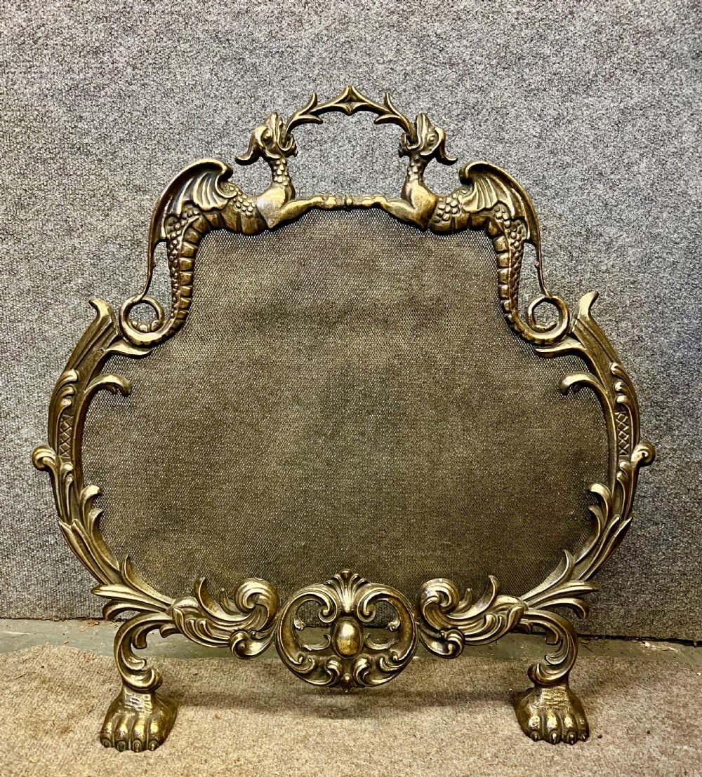 Antique Dragon Decorated Spark Guard Fire Screen