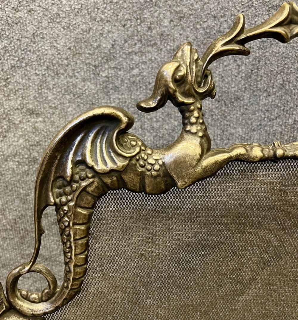 Antique Dragon Decorated Spark Guard Fire Screen View II