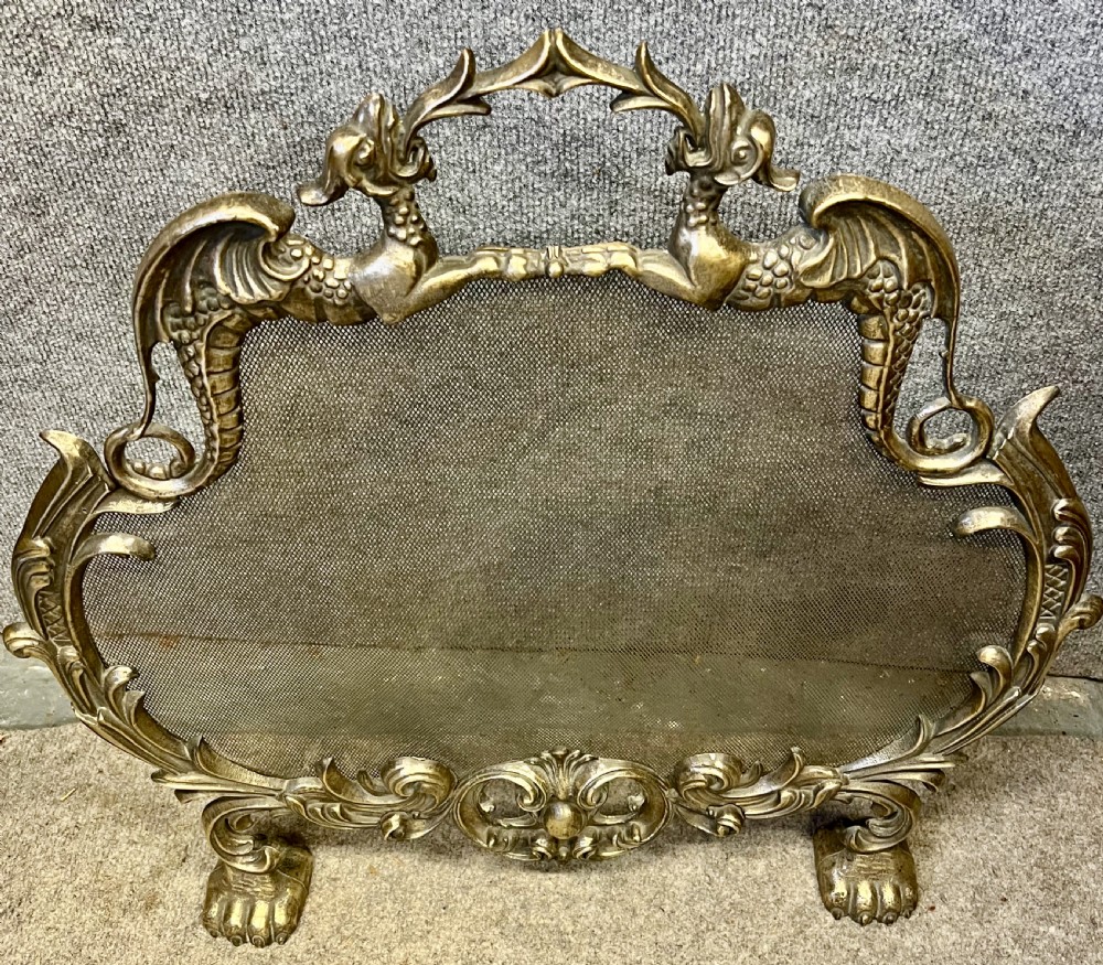 Antique Dragon Decorated Spark Guard Fire Screen View IV