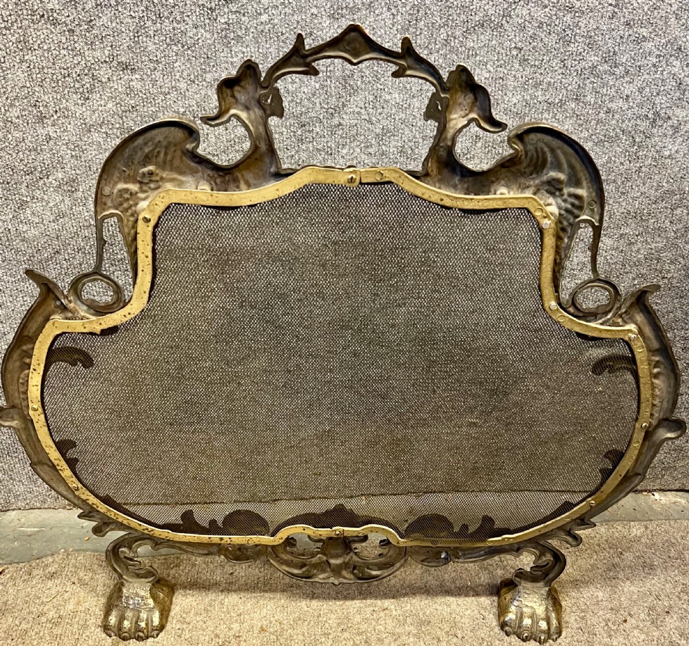 Antique Dragon Decorated Spark Guard Fire Screen View V