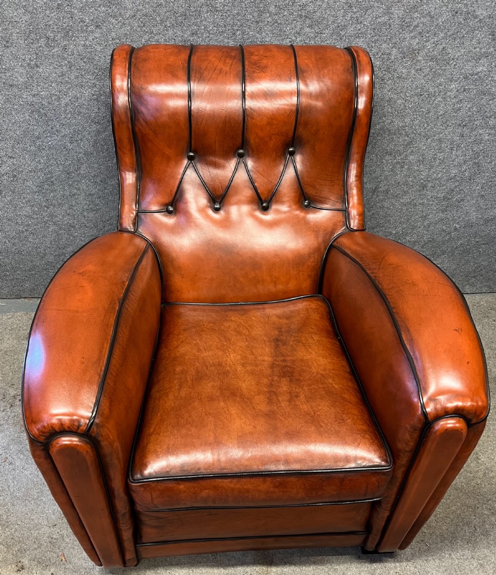 Attractive Pair of  Art Deco Leather Club Armchairs View II