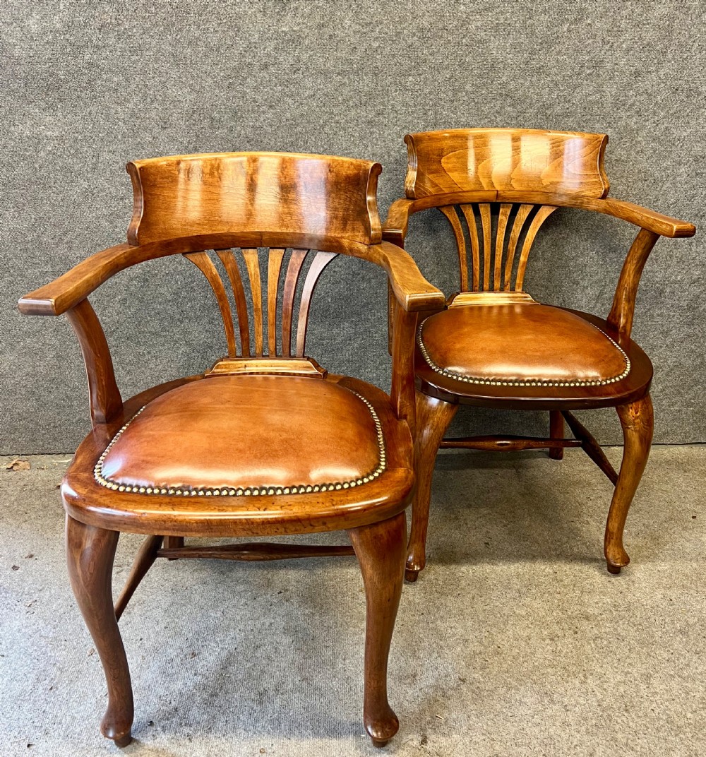 Pair of Antique Leather Seated Desk Chairs View II