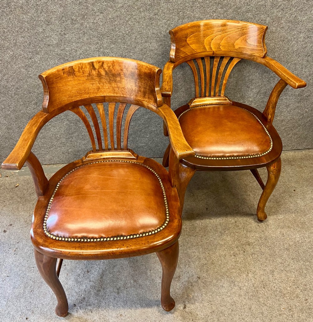 Pair of Antique Leather Seated Desk Chairs View III
