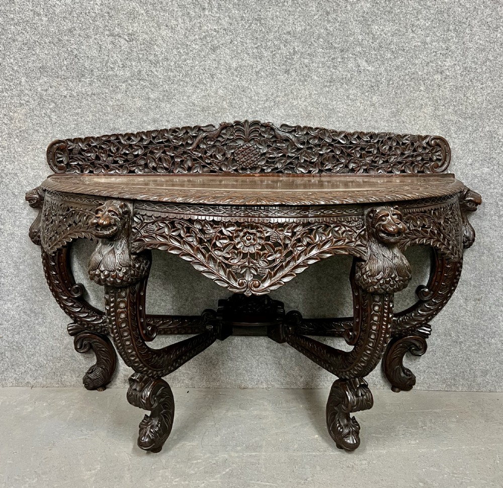 Anglo Indian Padouk Demi Lune Console Table