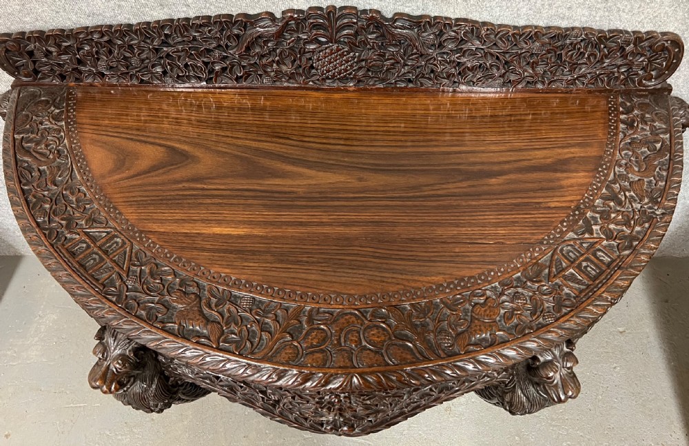 Anglo Indian Padouk Demi Lune Console Table View II