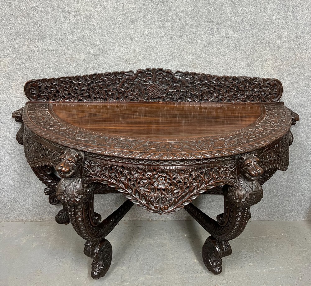 Anglo Indian Padouk Demi Lune Console Table View IV