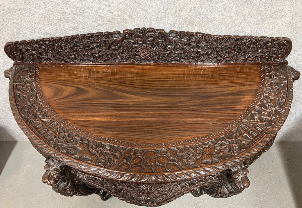 Anglo Indian Padouk Demi Lune Console Table View VIII