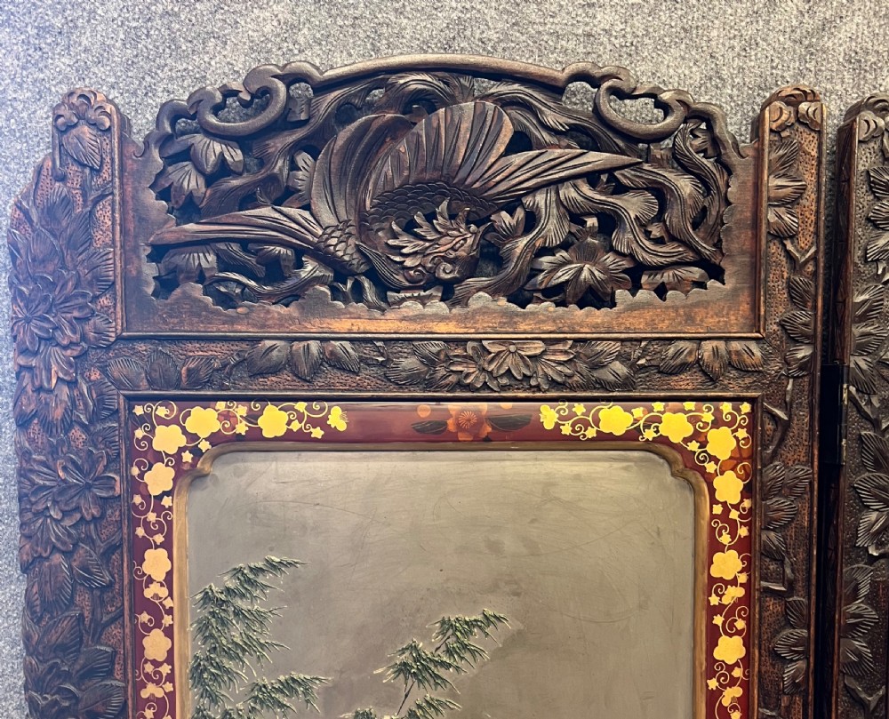 Japanese Meiji Period Hand Painted Room Divider Screen View XI