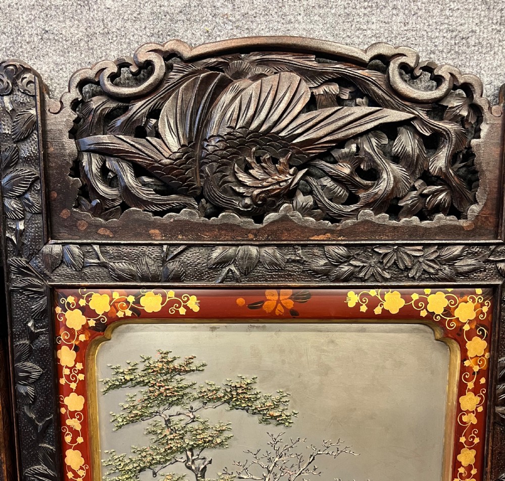 Japanese Meiji Period Hand Painted Room Divider Screen View XIII