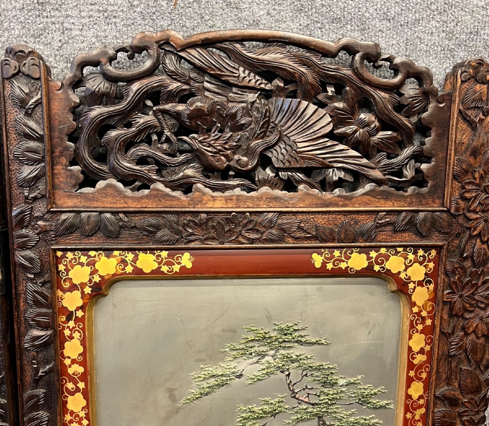 Japanese Meiji Period Hand Painted Room Divider Screen View XIV