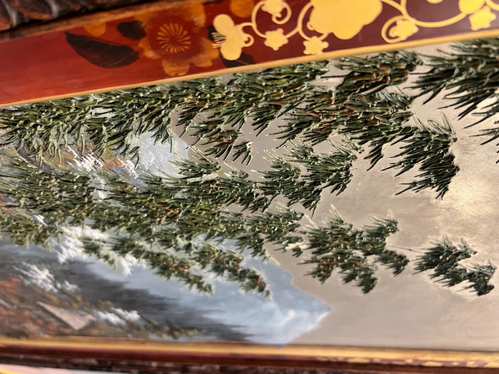 Japanese Meiji Period Hand Painted Room Divider Screen View XV