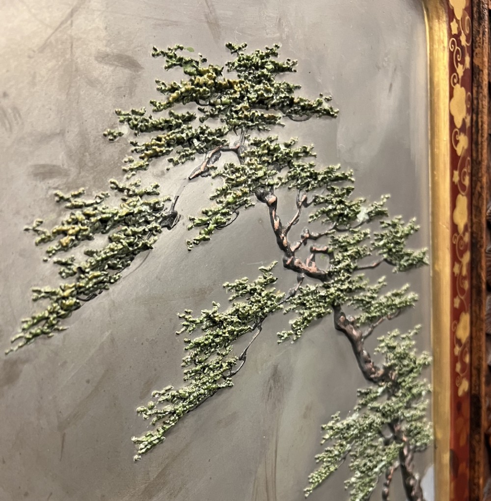 Japanese Meiji Period Hand Painted Room Divider Screen View XVII