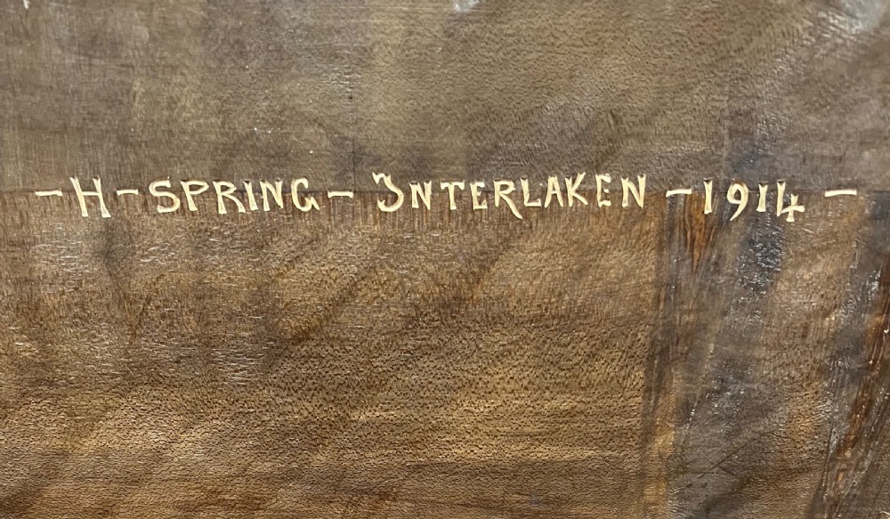 Stunning  Signed H.Spring of Interlaken Black Forest Bear Hall Bench Seat View VIII