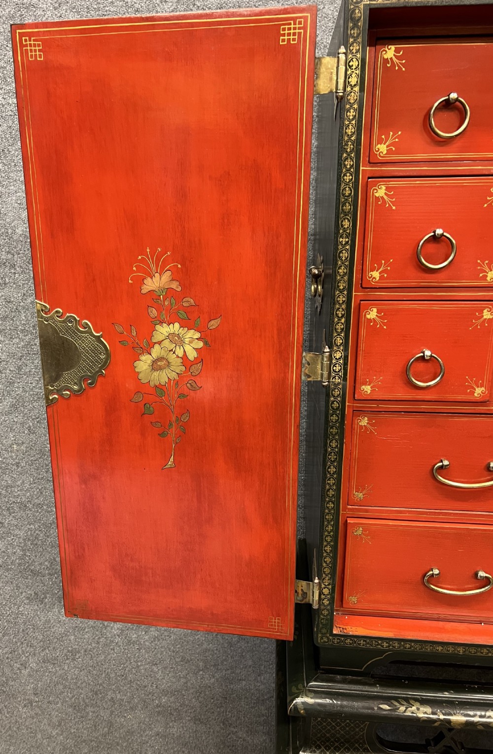 Chinoiserie Lacquer Cabinet on Stand View IX