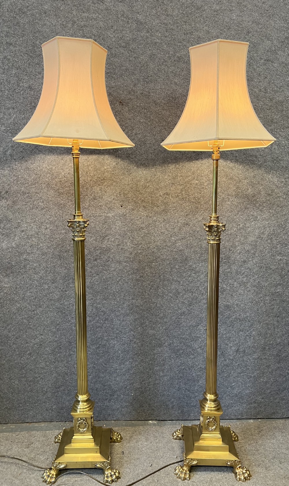 Quality Pair of Adjustable Brass Standard Lamps