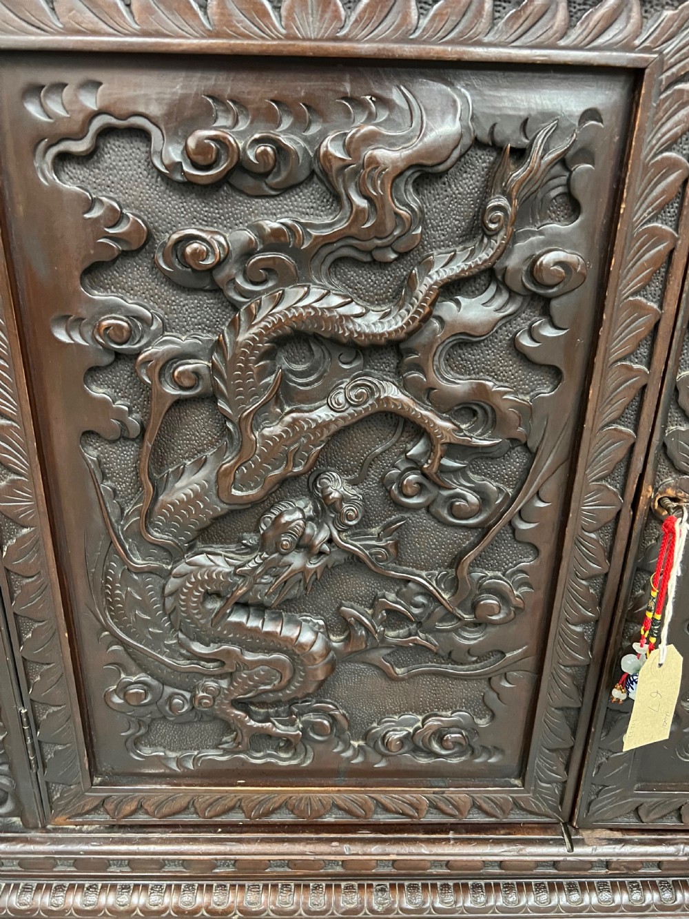 Chinese Dragon Carved and Lacquered Side Cabinet / Sideboard View V