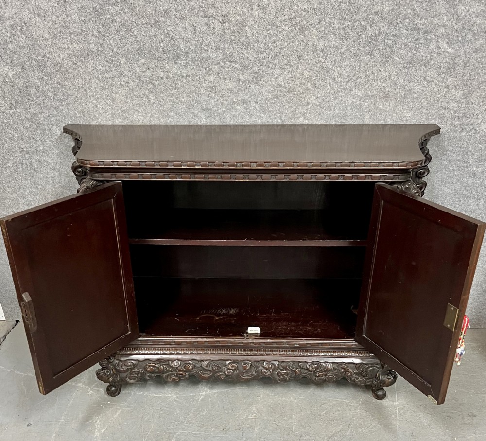 Chinese Dragon Carved and Lacquered Side Cabinet / Sideboard View X