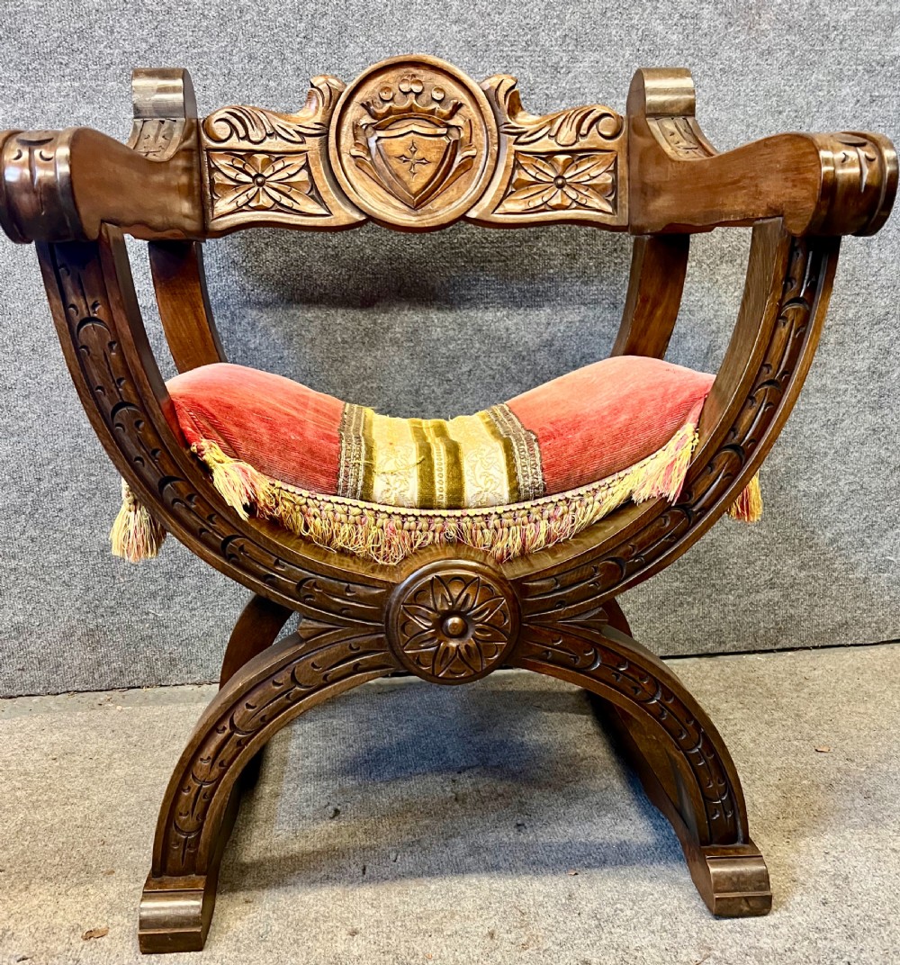 Small Pair of Heraldic Carved Chairs View III