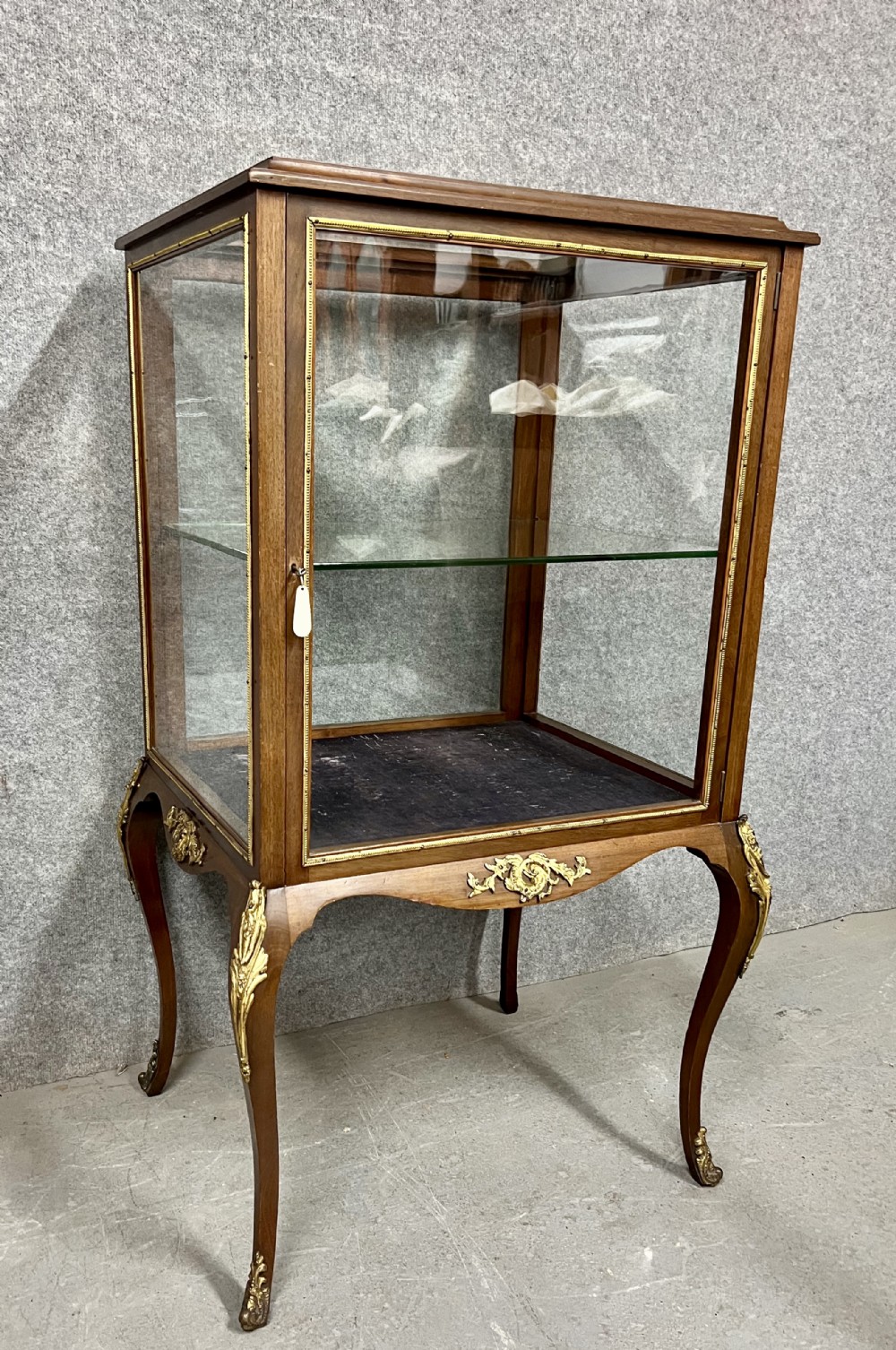 French Freestanding Mahogany Vitrine Bijouterie Cabinet