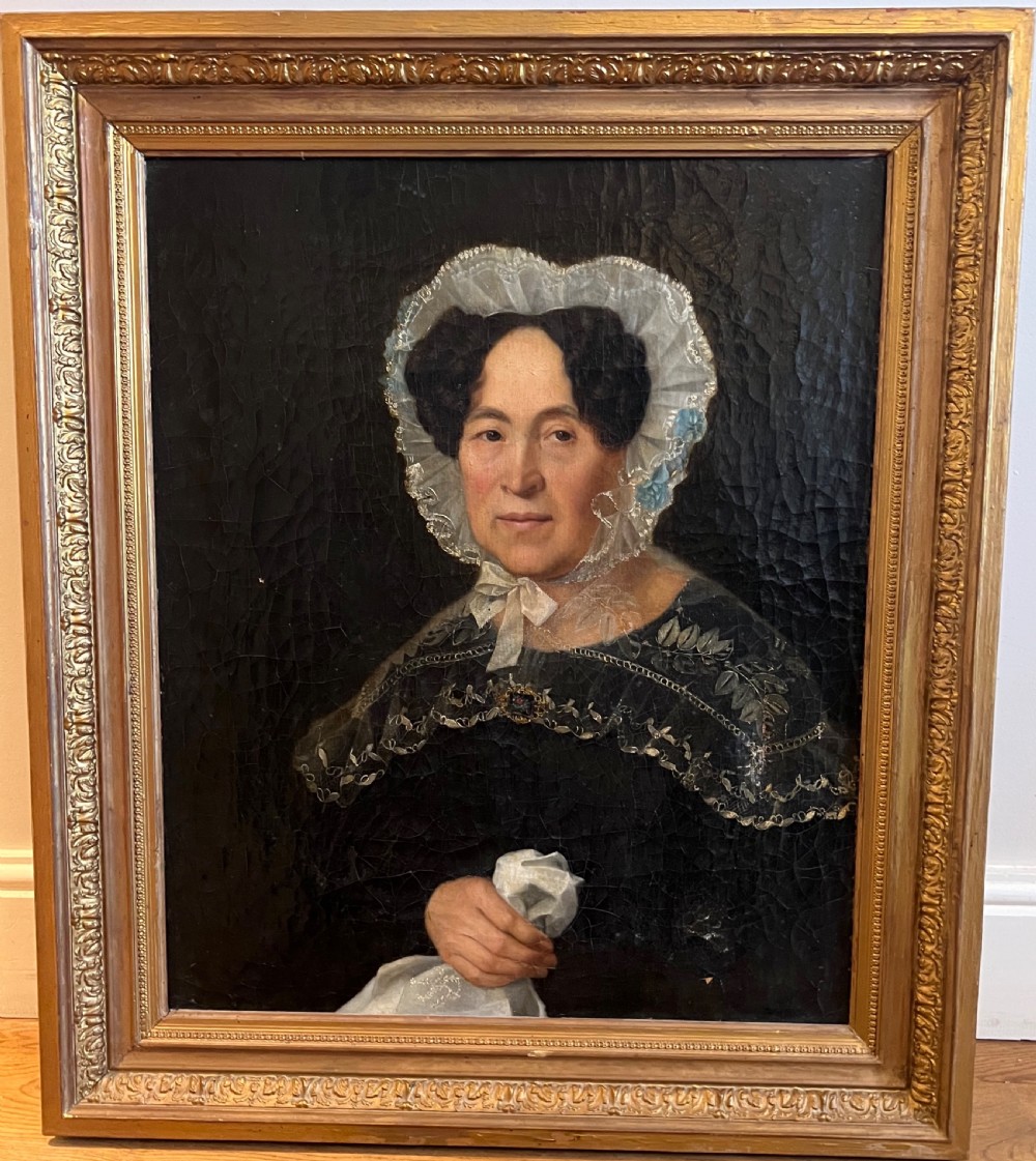 18th C. Oil on Canvas Portrait of a Lady