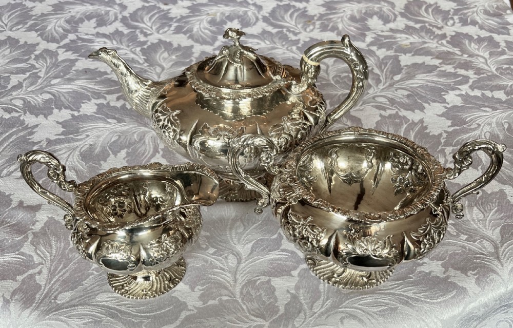 Fine Irish Solid Silver Tea Set
