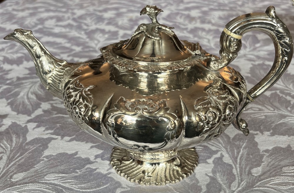Fine Irish Solid Silver Tea Set View II