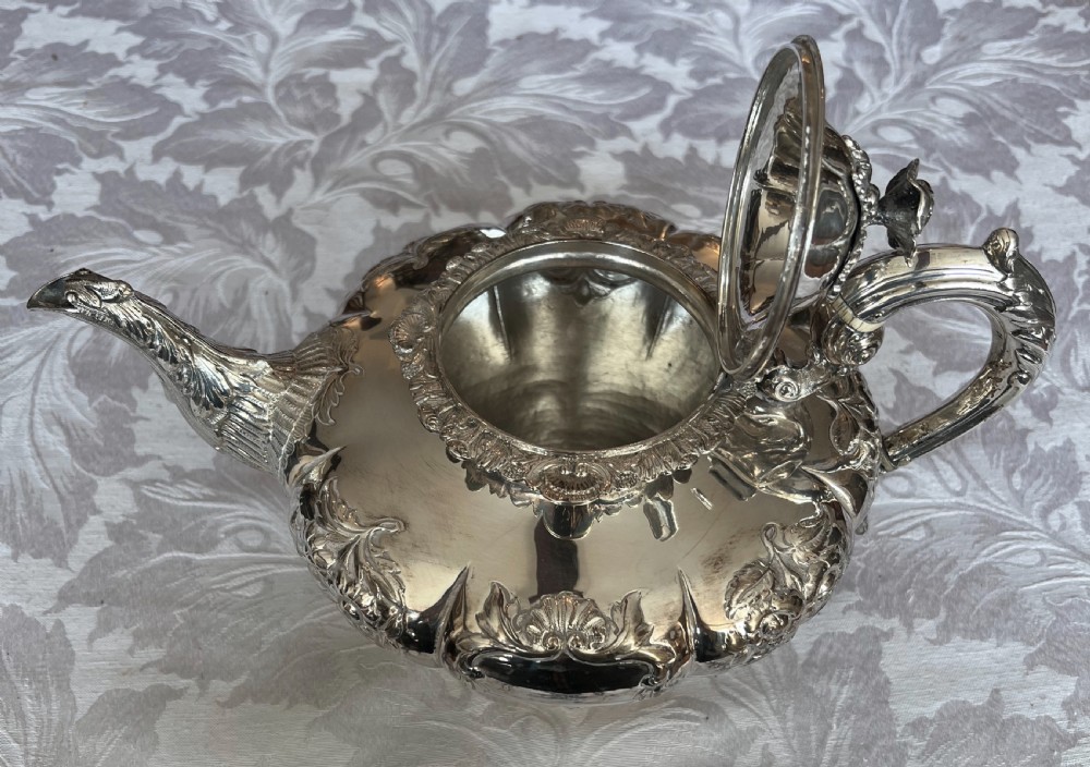 Fine Irish Solid Silver Tea Set View IX