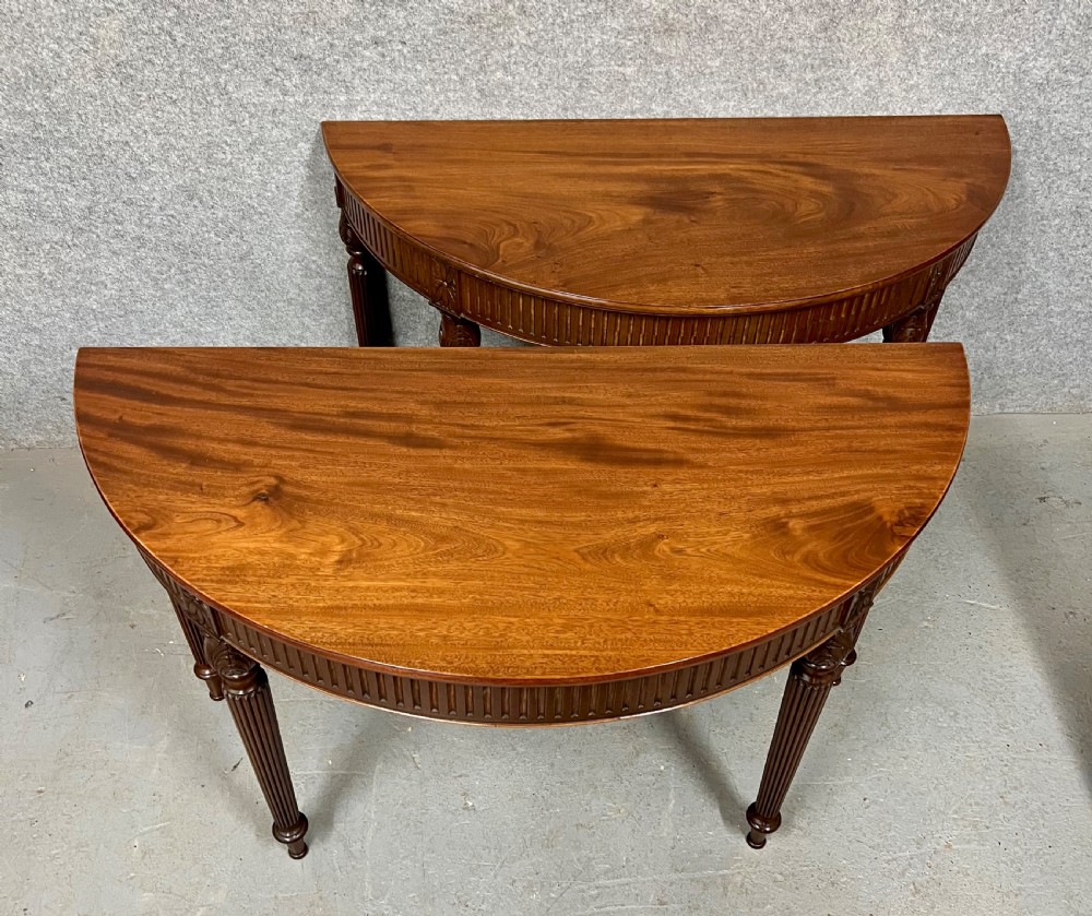 Antique Pair of Demi Lune Console Tables View II