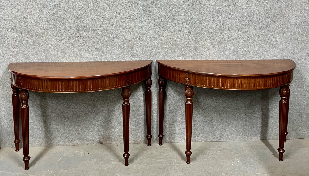 Antique Pair of Demi Lune Console Tables View III