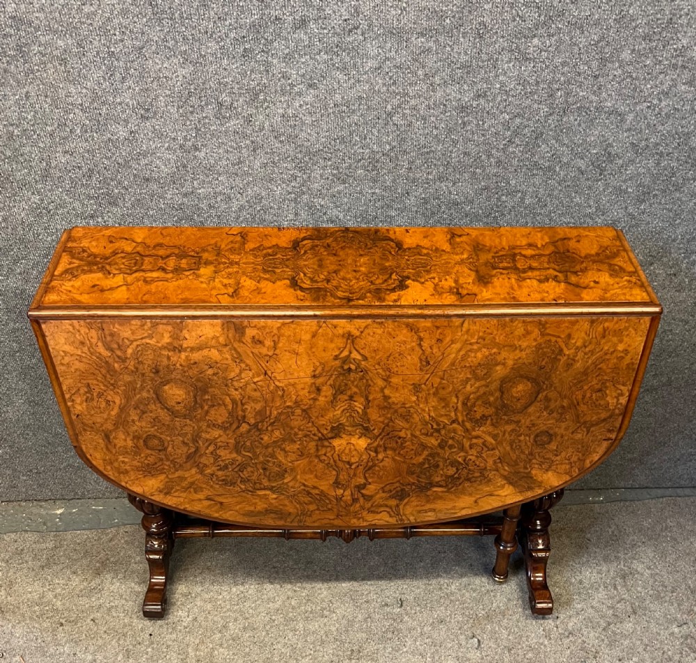 Victorian Burr Walnut Sutherland Drop Leaf Table View II