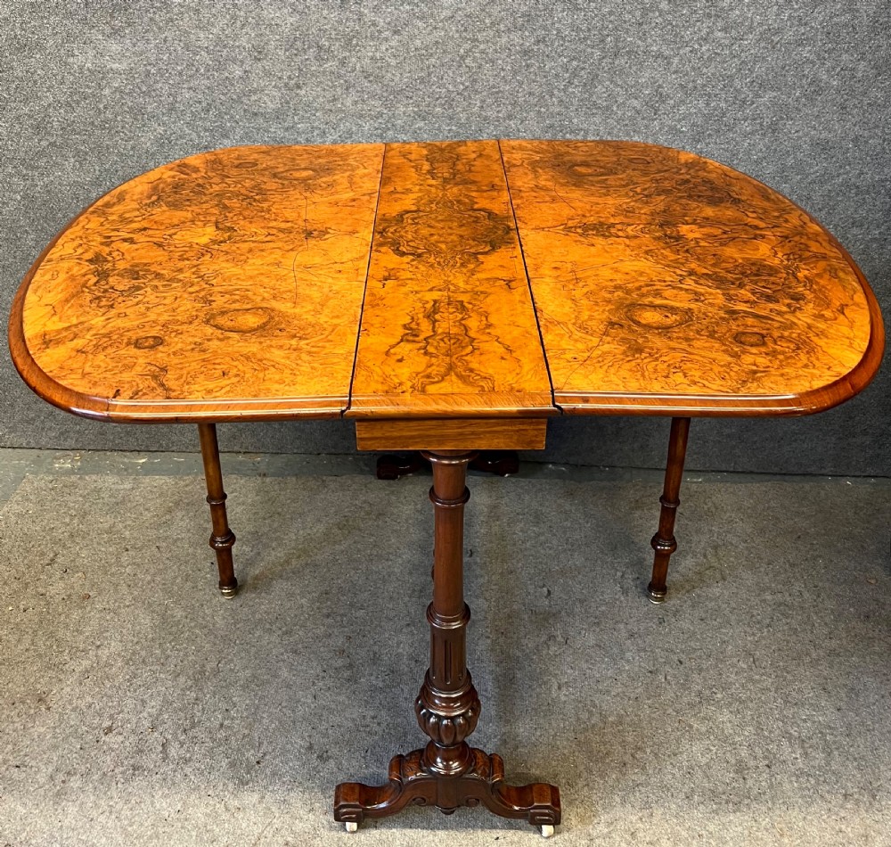 Victorian Burr Walnut Sutherland Drop Leaf Table View III