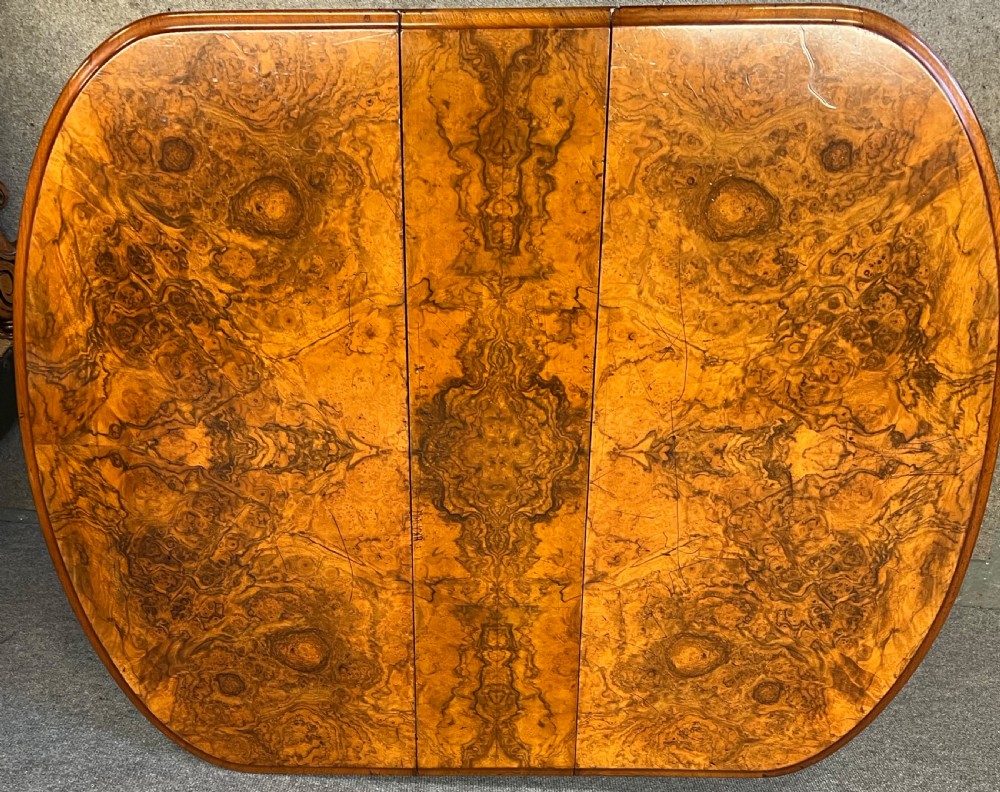 Victorian Burr Walnut Sutherland Drop Leaf Table View IV