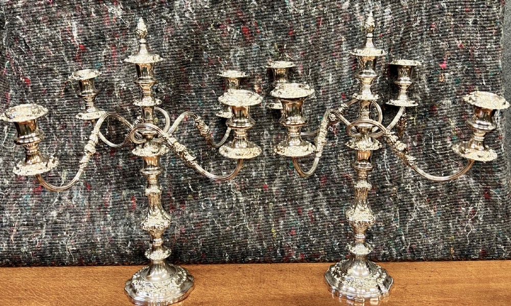 Large Pair of Silver Plated Candelabra