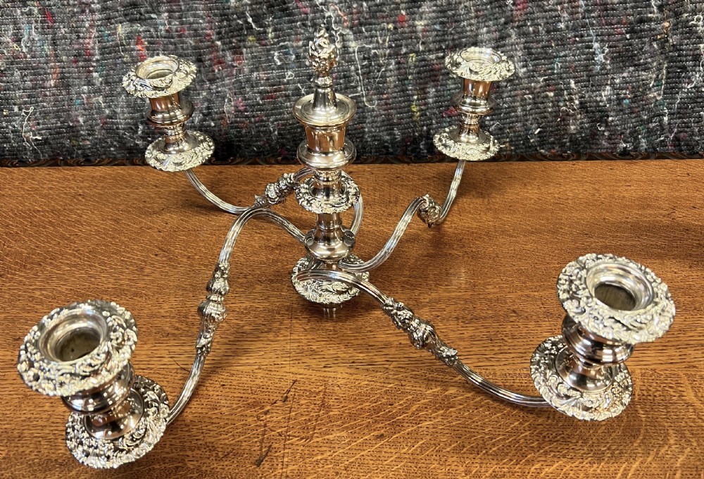 Large Pair of Silver Plated Candelabra View V