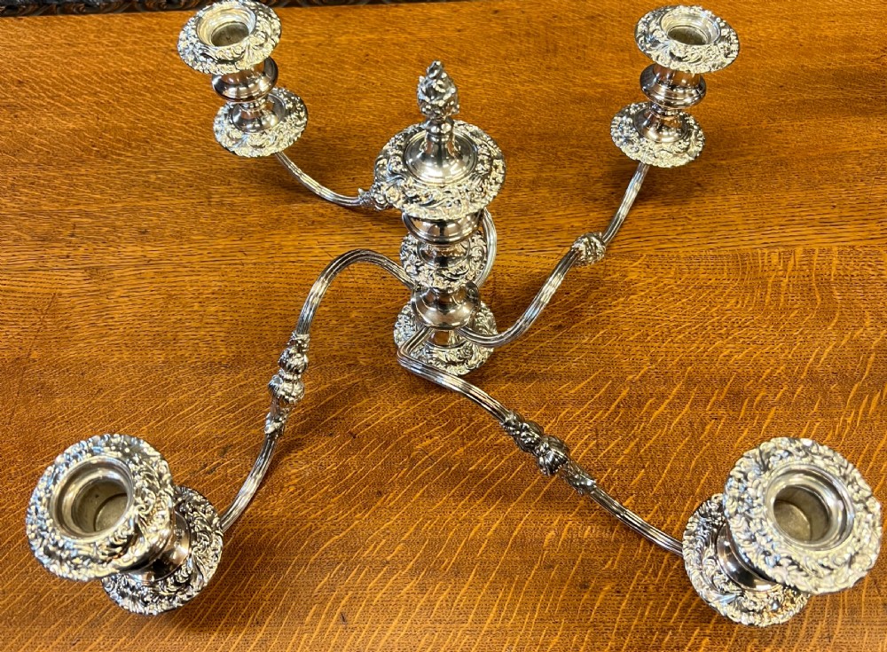 Large Pair of Silver Plated Candelabra View VI