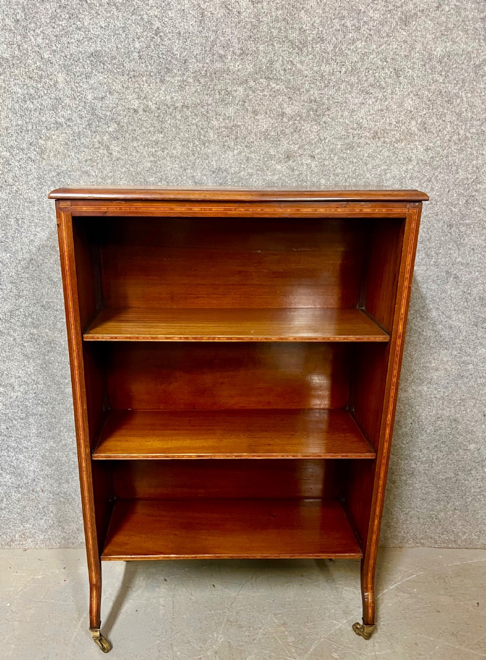 Small Edwardian Inlaid Open Bookcase