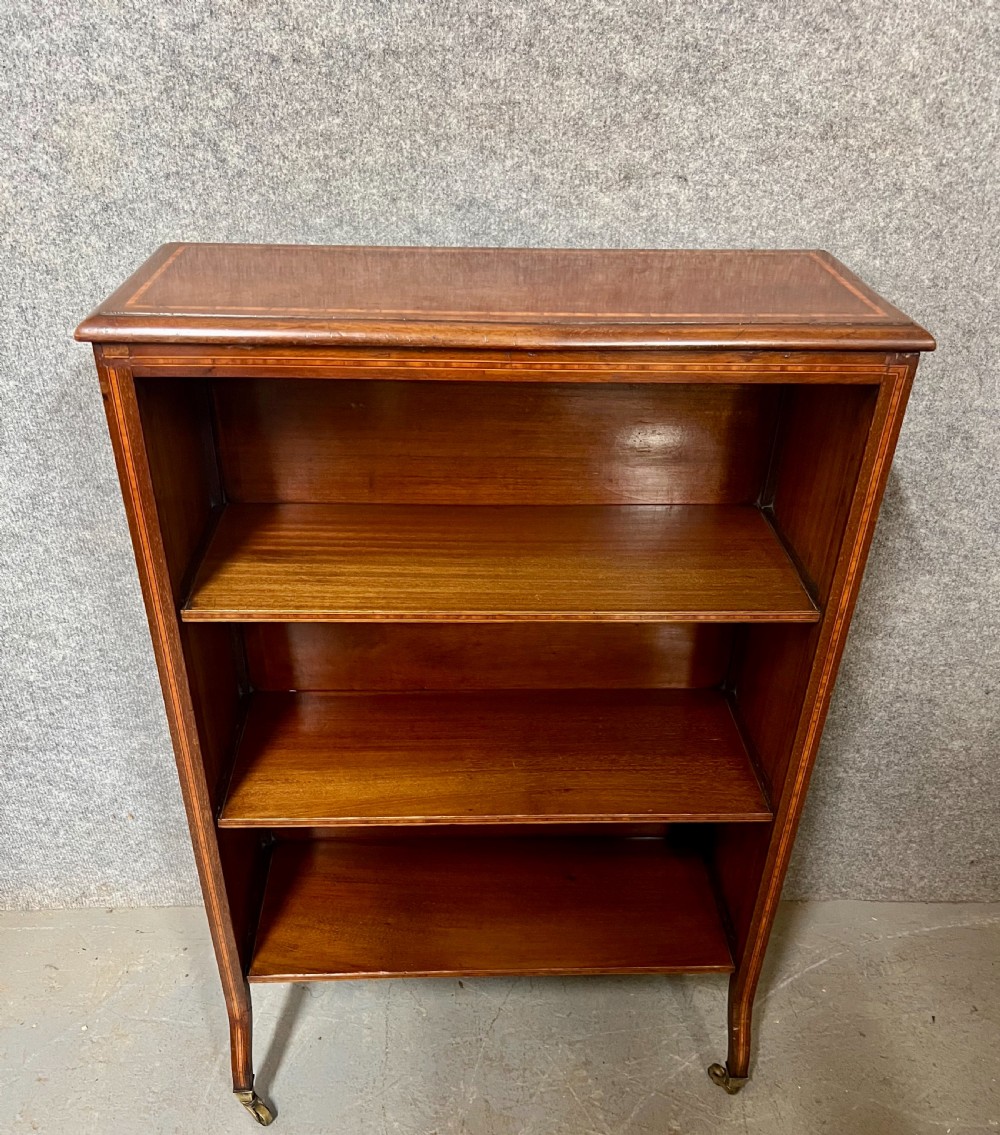Small Edwardian Inlaid Open Bookcase View II